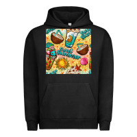 Pigment Black sweet summer coffee cups with colorful leopard and sea stars seamless  Urban Hoodie - BundleAndBundleShop