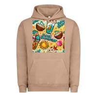 Pigment Burro sweet summer coffee cups with colorful leopard and sea stars seamless  Urban Hoodie - BundleAndBundleShop
