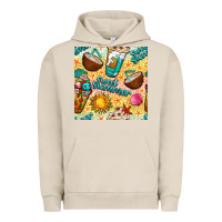 Pigment French Oak sweet summer coffee cups with colorful leopard and sea stars seamless  Urban Hoodie - BundleAndBundleShop