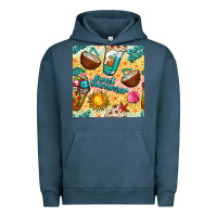 Pigment Midnight Navy sweet summer coffee cups with colorful leopard and sea stars seamless  Urban Hoodie - BundleAndBundleShop