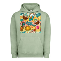 Pigment Oil Green sweet summer coffee cups with colorful leopard and sea stars seamless  Urban Hoodie - BundleAndBundleShop