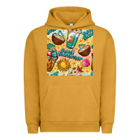 Pigment Peanut Butter sweet summer coffee cups with colorful leopard and sea stars seamless  Urban Hoodie - BundleAndBundleShop