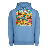 Pigment Pebble Blue sweet summer coffee cups with colorful leopard and sea stars seamless  Urban Hoodie - BundleAndBundleShop