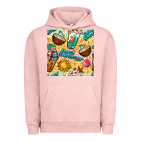 Pigment Salmon sweet summer coffee cups with colorful leopard and sea stars seamless  Urban Hoodie - BundleAndBundleShop