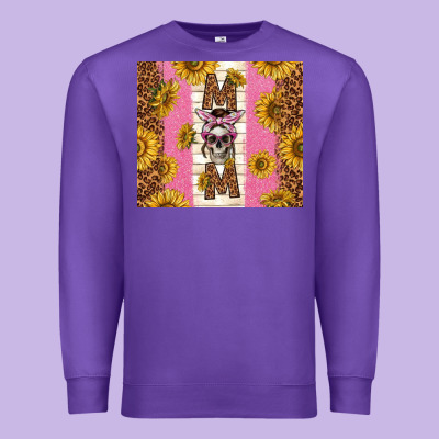 Skull Mom Sunflowers Premium Sweatshirt Designed By Tumblerdesignbyshophia
