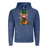 Vintage Denim Christmas Nutcracker Vintage Hoodie - NancyCooperArtShop