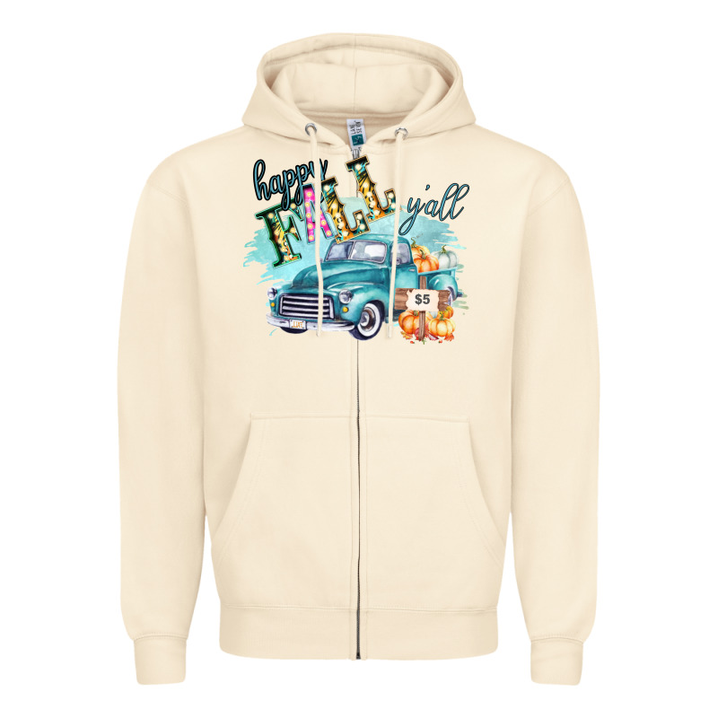 Happy Fall Yall Pumpkin Truck Shirt Zipper Hoodie by Bettercallsaul | Teevron
