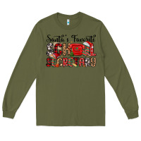 Army Green santa s favorite coffee school secretary Long Sleeve Tee - MaliasSmallBusiness