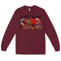Burgundy santa s favorite coffee school secretary Long Sleeve Tee - MaliasSmallBusiness