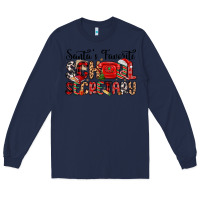 Navy santa s favorite coffee school secretary Long Sleeve Tee - MaliasSmallBusiness