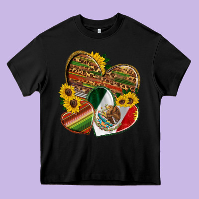Mexico Heart And Sunflower Heavy Core Tee Designed By Hra Design Shop