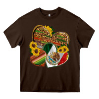 Chocolate Brown mexico heart and sunflower Heavy Core Tee - HRA Design Shop