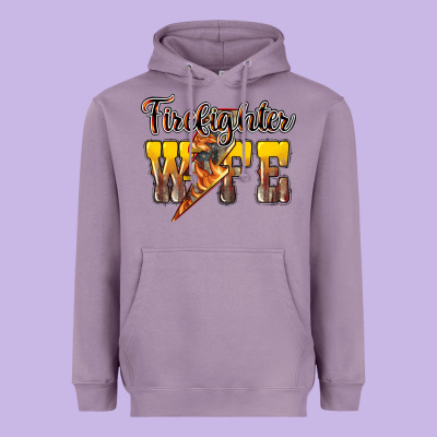 Firefighter Wife Lightning Bolt Heavyweight Hoodie Designed By Howdyjamesfarm