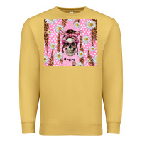 Antique Gold skull mom pink glitter with daisy Premium Sweatshirt - TumblerDesignByShophia