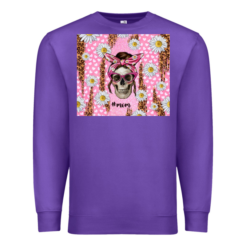 Skull Mom Pink Glitter With Daisy Premium Sweatshirt by TumblerDesignByShophia | Teevron