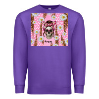 Purple skull mom pink glitter with daisy Premium Sweatshirt - TumblerDesignByShophia