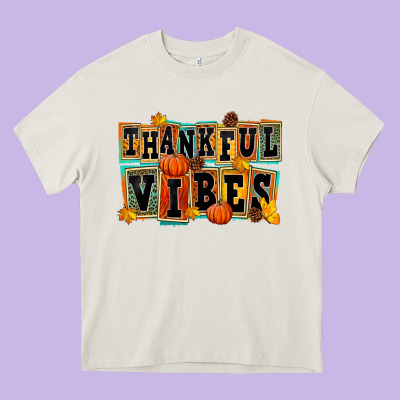 Thankful Vibes Heavy Core Tee Designed By Fadigitalartstudio