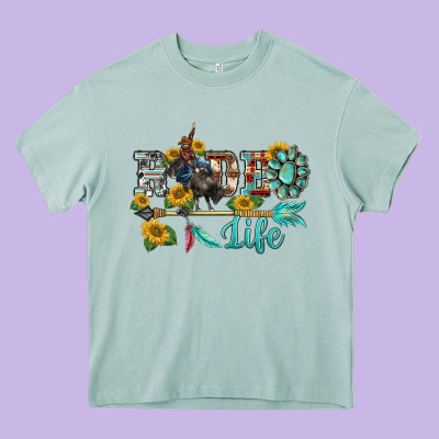 Western Rodeo Bullfighter  Life Turquoise's Gemstones Arrow Sunflowers Heavy Core Tee Designed By Barkaloodesign