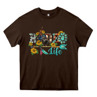 Chocolate Brown western rodeo bullfighter  life turquoise's gemstones arrow sunflowers Heavy Core Tee - BarkalooDesign