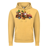 Vintage Mustard Christmas Truck Elf Santa snowman reindeer Vintage Hoodie - NancyCooperArtShop