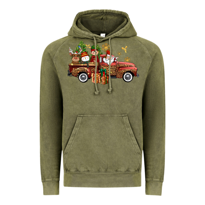 Christmas Truck Elf Santa Snowman Reindeer Vintage Hoodie by NancyCooperArtShop | Teevron