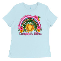 Baby Blue summer vibes  rainbow Ladies Tee - HRA Design Shop