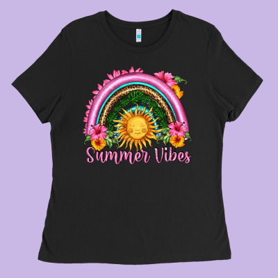 Summer Vibes  Rainbow Ladies Tee Designed By Hra Design Shop