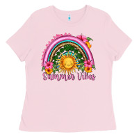 Bubblegum Pink summer vibes  rainbow Ladies Tee - HRA Design Shop