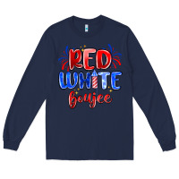 Navy red white boujee Long Sleeve Tee - MaliasSmallBusiness