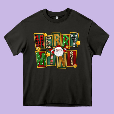 Christmas Merry Mini Heavy Core Tee Designed By Fadigitalartstudio