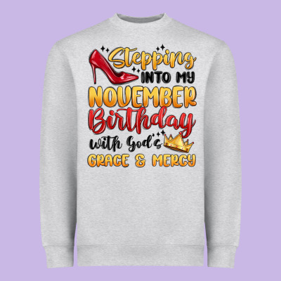 Stepping Into My November Birthday Heavyweight Sweatshirt Designed By Maliassmallbusiness