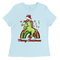 Baby Blue merry christmas unicorn Ladies Tee - FaDigitalArtStudio