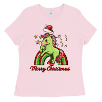 Bubblegum Pink merry christmas unicorn Ladies Tee - FaDigitalArtStudio