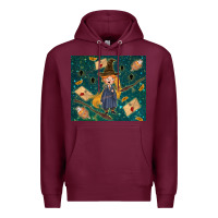Burgundy wizard boy with mouse Premium Hoodie - TumblerDesignByShophia