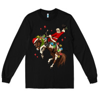 Black christmas cowboy santa Long Sleeve Tee - MaliasSmallBusiness