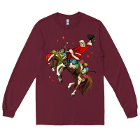 Burgundy christmas cowboy santa Long Sleeve Tee - MaliasSmallBusiness