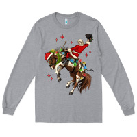 Heather Grey christmas cowboy santa Long Sleeve Tee - MaliasSmallBusiness