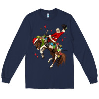 Navy christmas cowboy santa Long Sleeve Tee - MaliasSmallBusiness