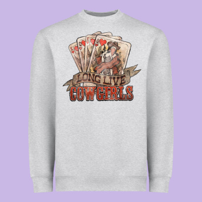 Long Live Cowgirls Cards Heavyweight Sweatshirt Designed By Nancycooperartshop