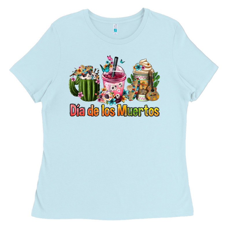 Mexican Día De Los Muertos Coffee Cups Ladies Tee by FaDigitalArtStudio | Teevron