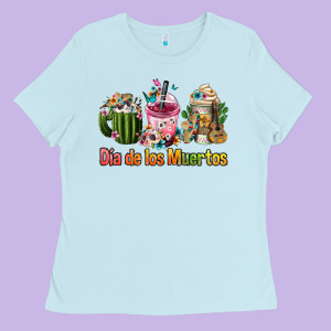 Mexican Día De Los Muertos Coffee Cups Ladies Tee Designed By Fadigitalartstudio