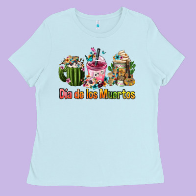 Mexican Día De Los Muertos Coffee Cups Ladies Tee Designed By Fadigitalartstudio