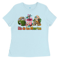 Baby Blue mexican día de los muertos coffee cups Ladies Tee - FaDigitalArtStudio
