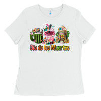 White mexican día de los muertos coffee cups Ladies Tee - FaDigitalArtStudio