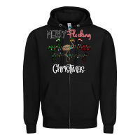 Black Merry Flocking Christmas Zipper Hoodie - Bettercallsaul
