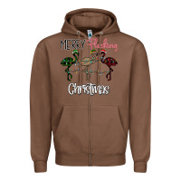 Chestnut Merry Flocking Christmas Zipper Hoodie - Bettercallsaul
