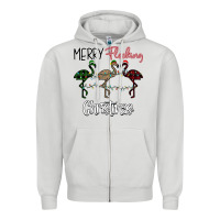 Dove Grey Merry Flocking Christmas Zipper Hoodie - Bettercallsaul