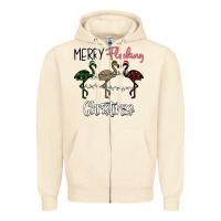 Sandshell Merry Flocking Christmas Zipper Hoodie - Bettercallsaul