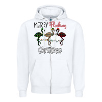 White Merry Flocking Christmas Zipper Hoodie - Bettercallsaul