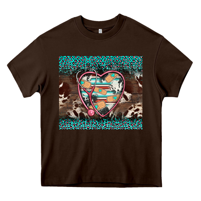 Western Nurse Stethoscope Turquoise Leopardes Heavy Core Tee by BarkalooDesign | Teevron